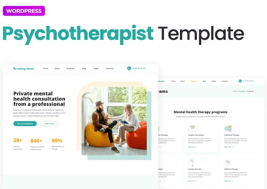 Talking Minds — Template Kit Elementor para psicoterapeutas 